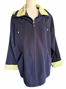 Big Chill Navy Trench Coat with Lime Trim